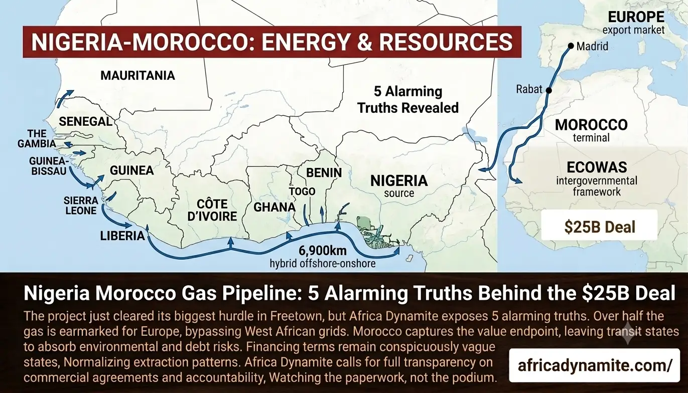 Nigeria Morocco gas pipeline route map through West Africa